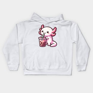 adorable baby axolotl drink boba Kids Hoodie